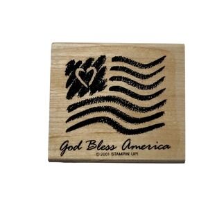 VTG Stampin Up Wood Mount Stamps God Bless America Special Edition‎ 2001 Retired